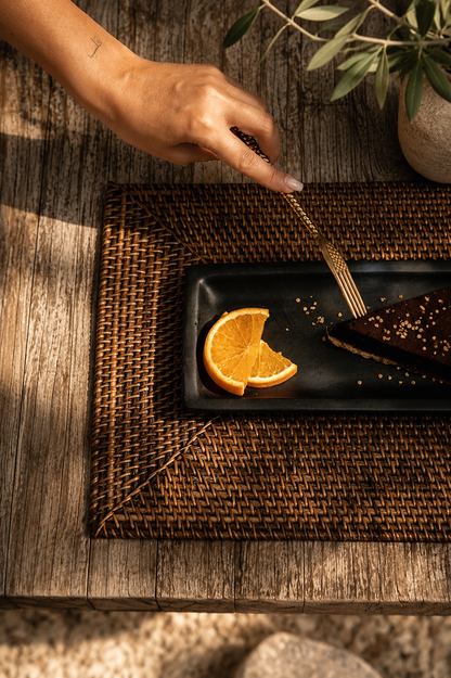 Set de table rectangulaire en rotin 40x30 cm | Marron naturel