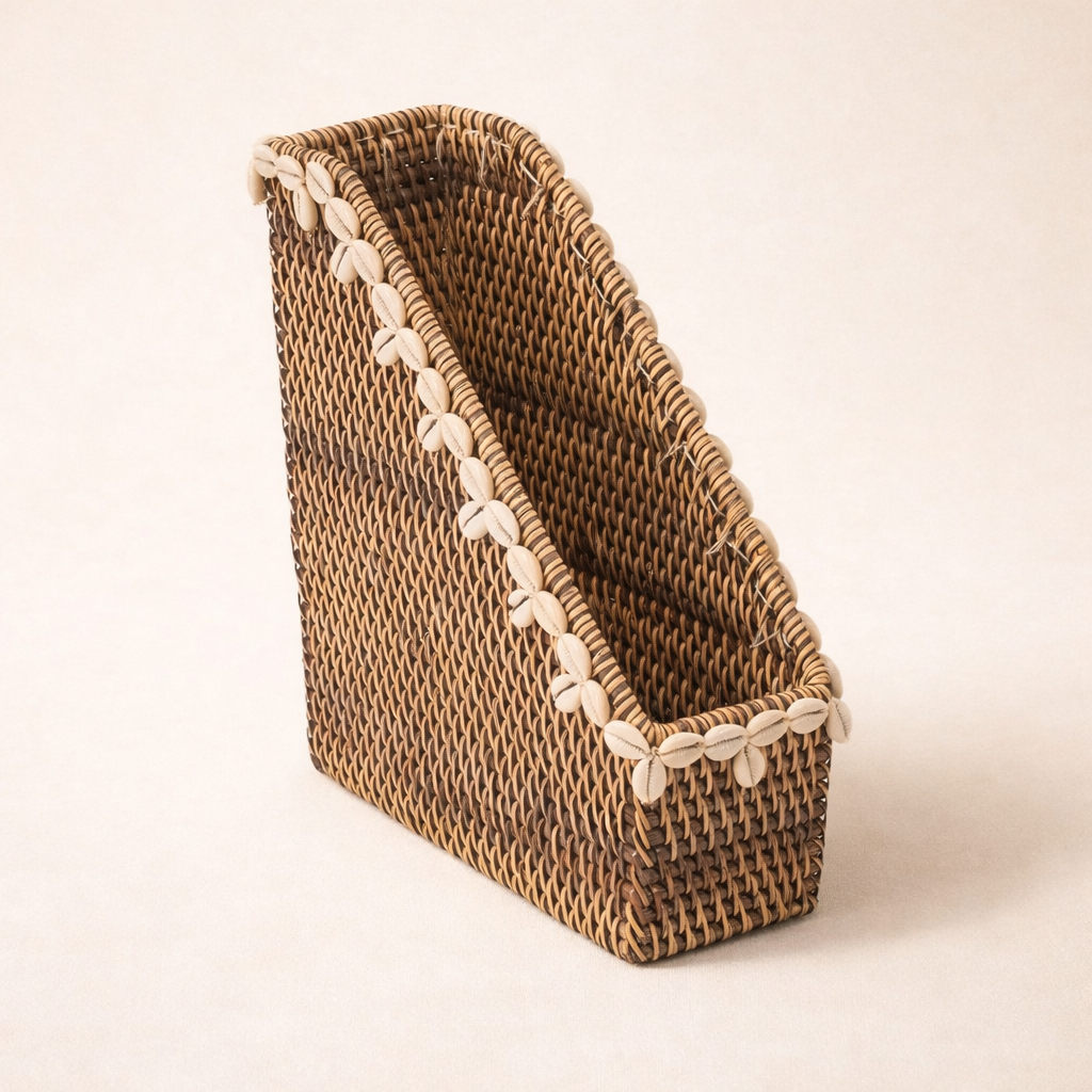 Shell Edge Organizer – Natural Brown 27 × 12 × H30 cm