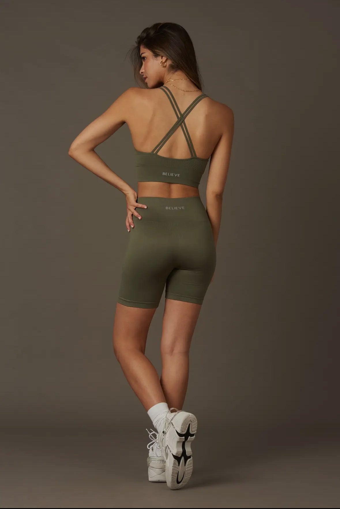 Solar Bra in Khaki, Believe Athletics