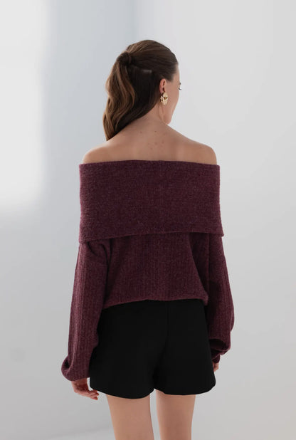 Tröja Dahlia | Elegant off-shoulder-stickad tröja