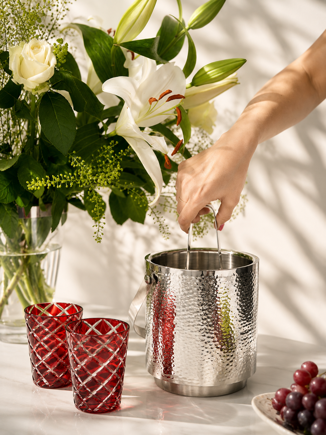 Dio Glas – Lot de 4 verres colorés à motif diamant taillé