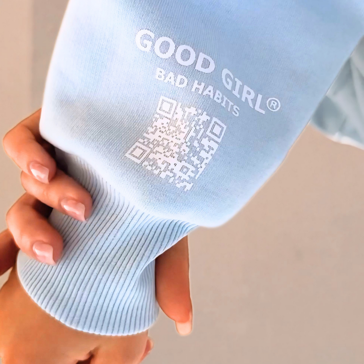 Half Zip Sweat “BE GOOD BE BAD JUST BE” – Black / Mint / Baby Blue