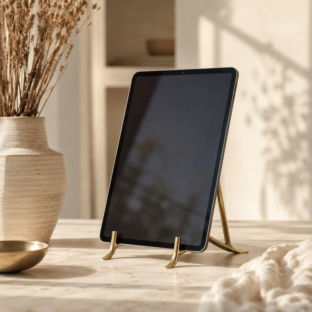 Gold Tablet Stand | Brass Tablet Holder by Bazar Bizar