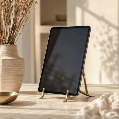 Gold Tablet Stand | Brass Tablet Holder by Bazar Bizar