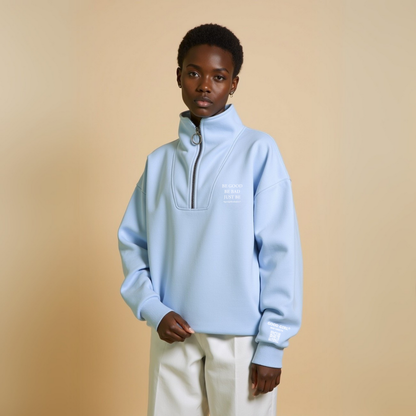 Half Zip Sweat “BE GOOD BE BAD JUST BE” – Black / Mint / Baby Blue