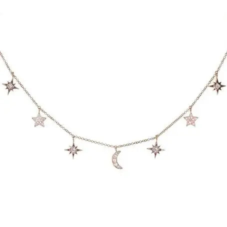 Moon Chain Choker - 925 sterling silver &amp;amp; zircons 