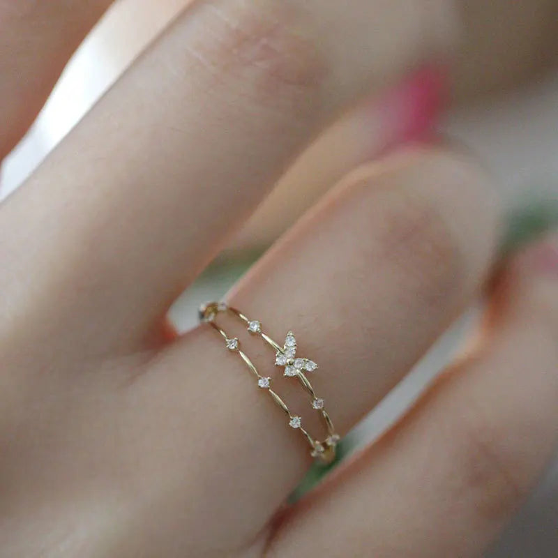 Schmetterlingsring – Doppeltes Design mit Zirkon