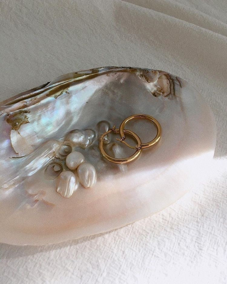 Dish of freshwater shell with pearls