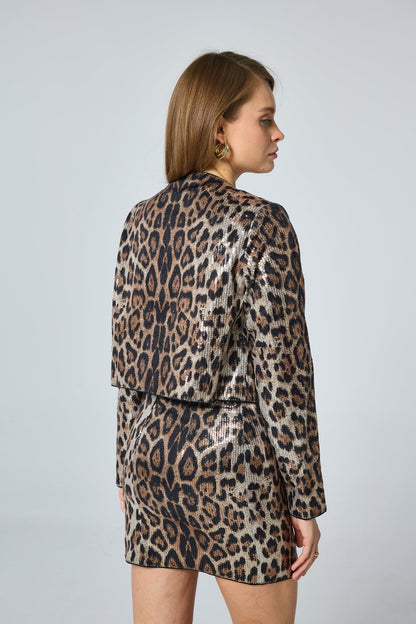 Leopard | Paljettkofta med Rosetter