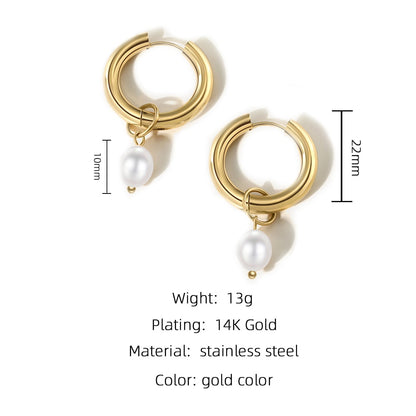 Earrings - 14k Gold Plating, Pearl ❤