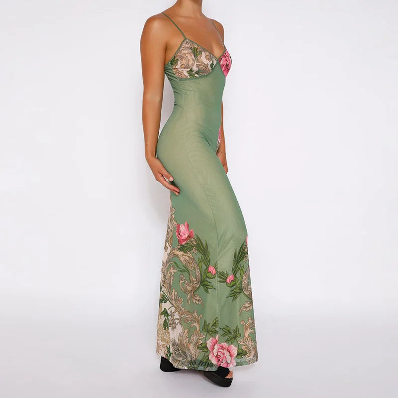 Long dress with floral pattern