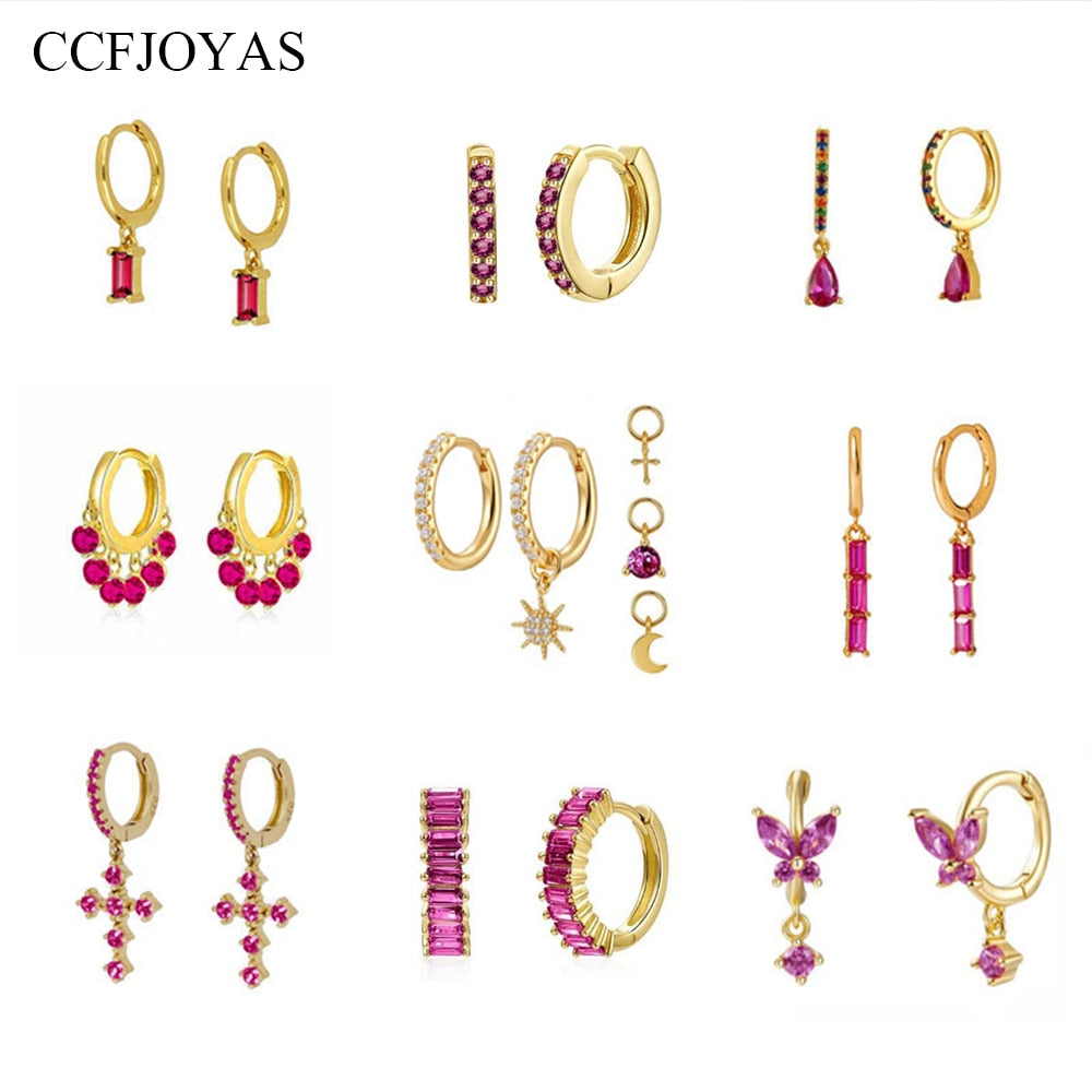 Earrings - 925 Sterling Silver/gold plating with Zircons