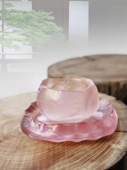 pink cups with handmade glass Japanese-style first snow master cup pink tea cups Kung Fu cups bubble tea cup tea cup