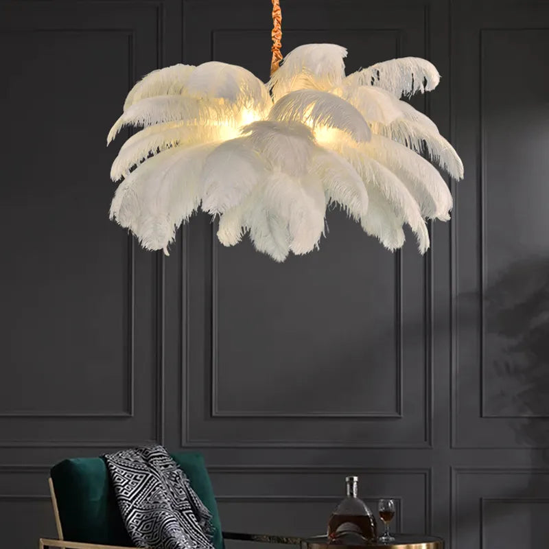 Ostrich Feather Led Chandelier Lamp