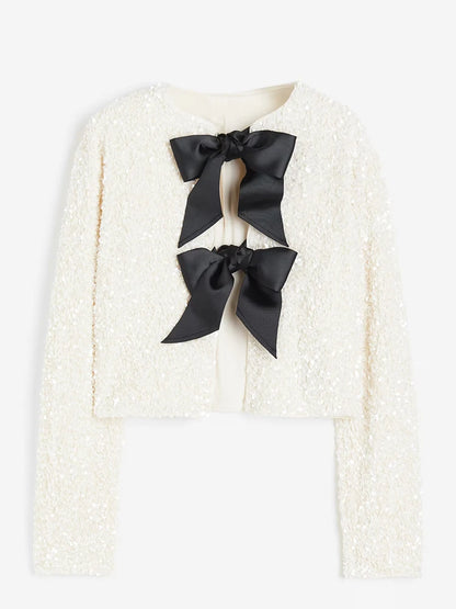 Sequin cardigan with bows 