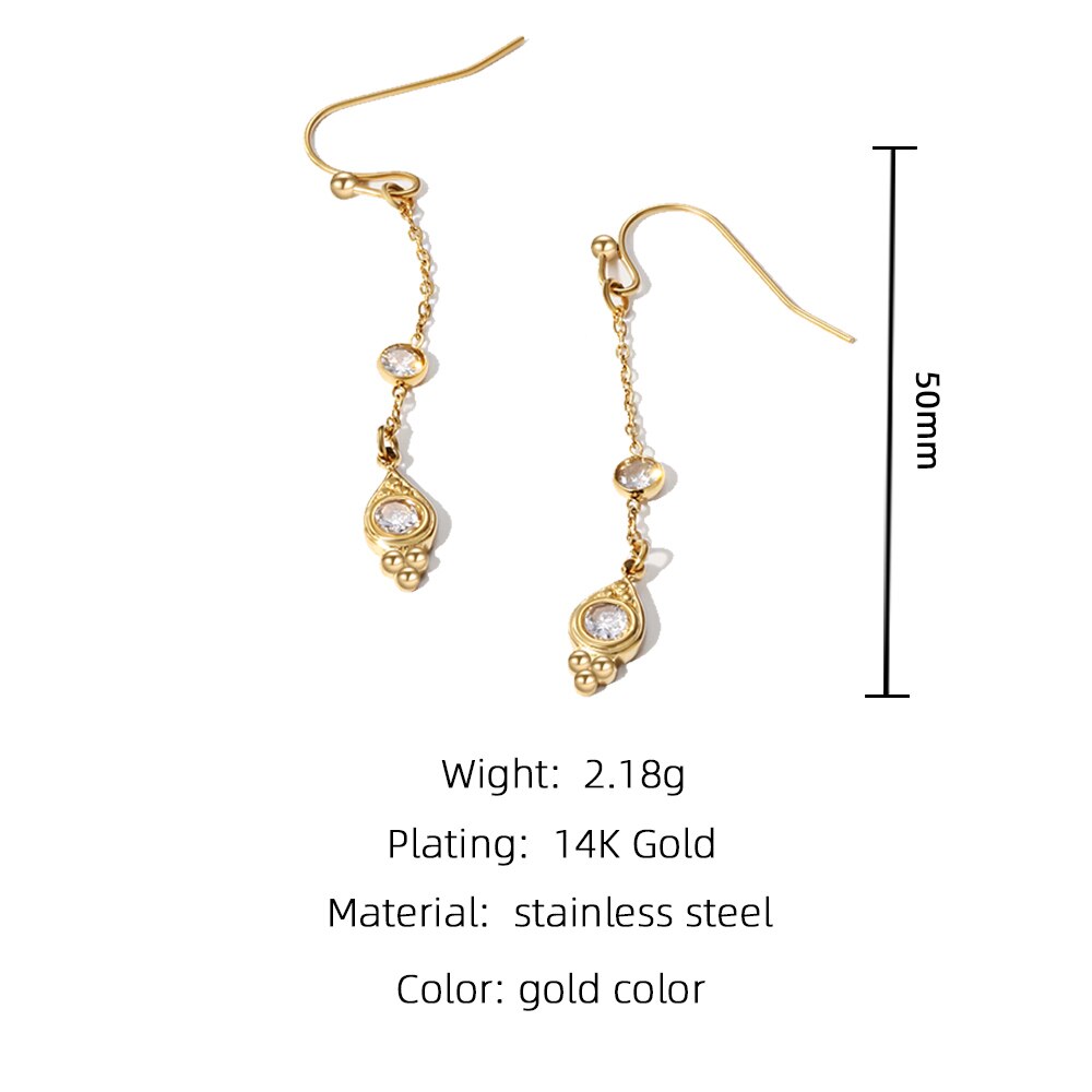 Earrings - 14k Gold plating - Zirconia stones