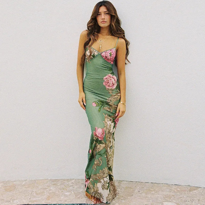 Long dress with floral pattern