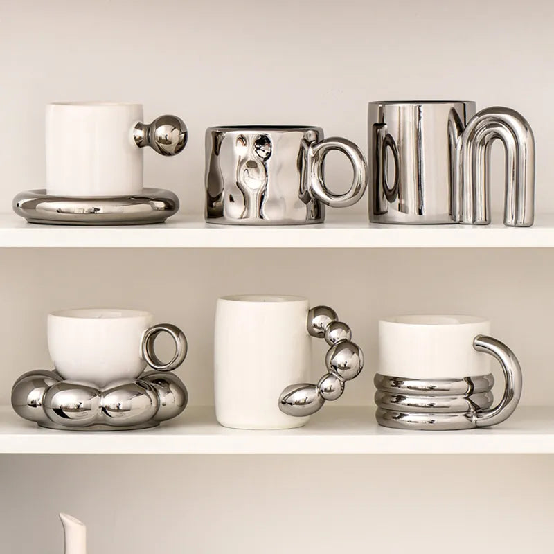 Design mug with metal plating 