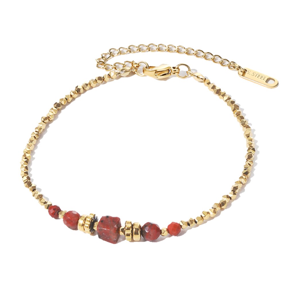 Bracelet - 14k Gold Plating - Red Jasper