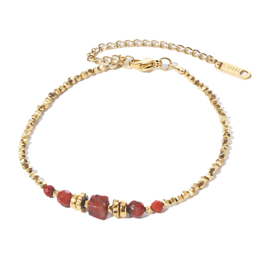 Armband – 14k Vergoldung – Roter Jaspis