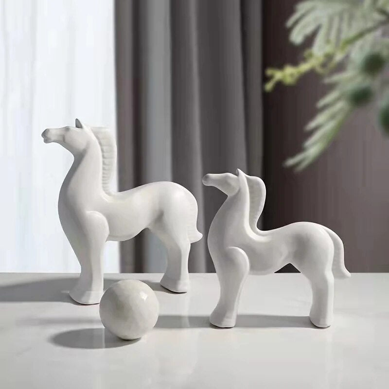 Horse sculpture in ceramic and enamel