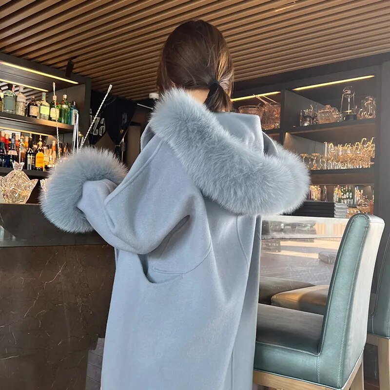 Cashmere Coat with Detachable Fur 