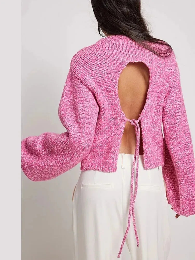 Open-Back Knitted Sweater