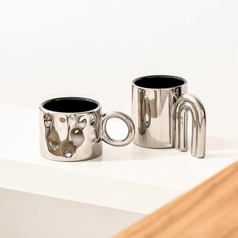 Design mug with metal plating 