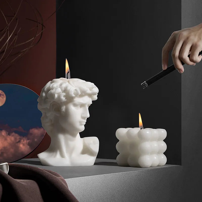 Bougies parfumées décoratives en cire de soja + Sous-verres en bois