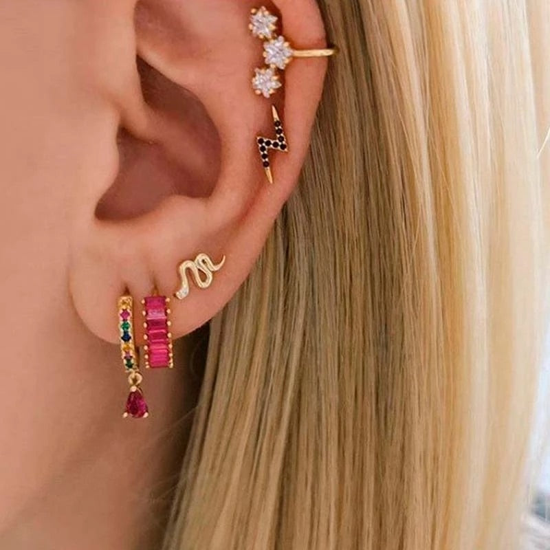 Earrings - 925 Sterling Silver/gold plating with Zircons