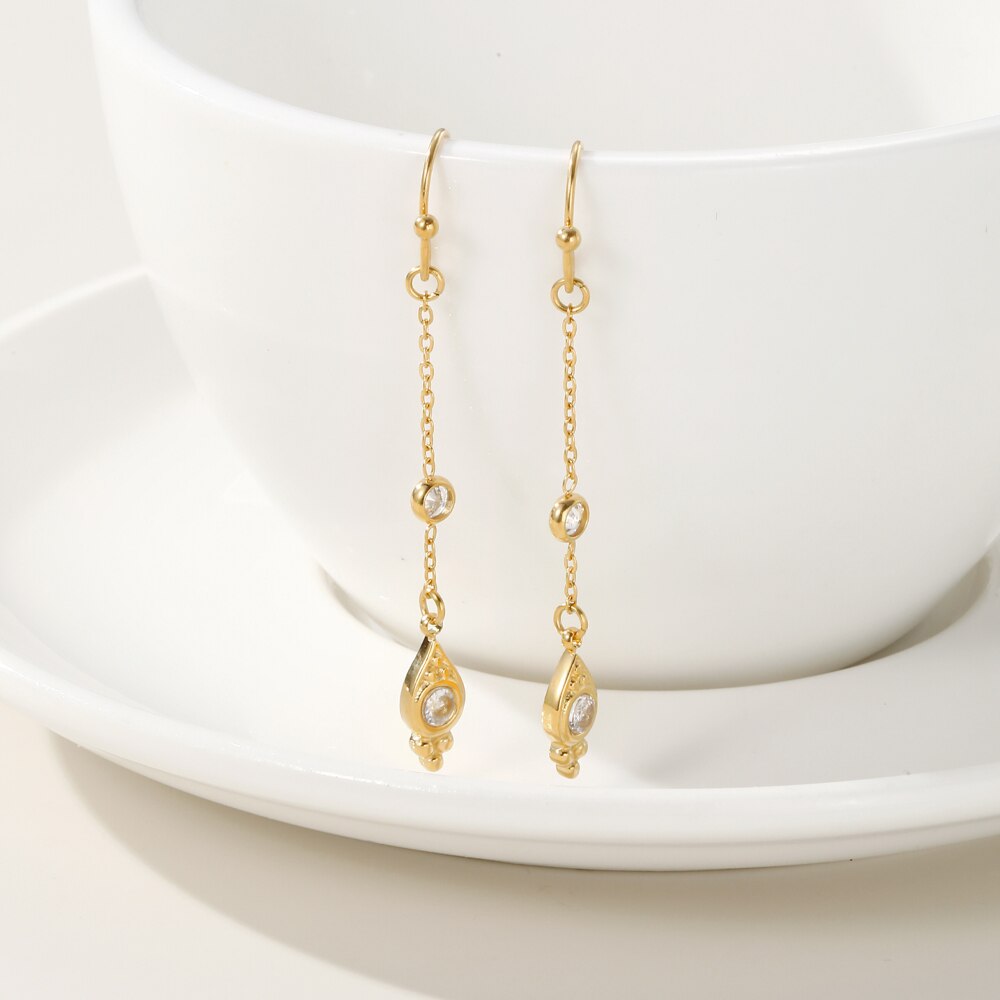 Earrings - 14k Gold plating - Zirconia stones