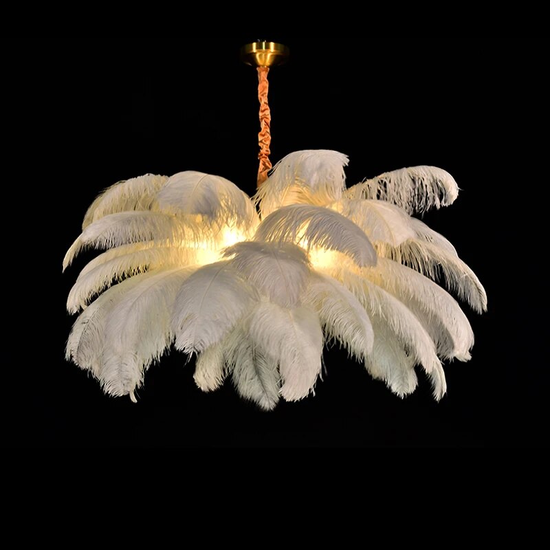 Ostrich Feather Led Chandelier Lamp 