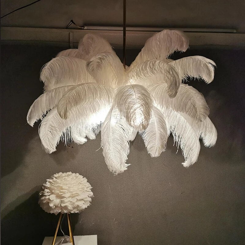 Ostrich Feather Led Chandelier Lamp