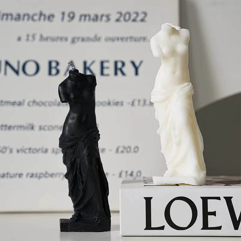 Duftkerze aus Sojawachs, die Venus von Milo darstellend