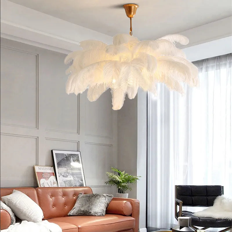 Ostrich Feather Led Chandelier Lamp 