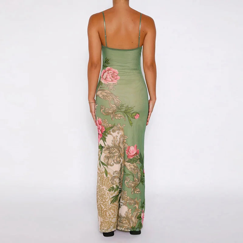 Long dress with floral pattern