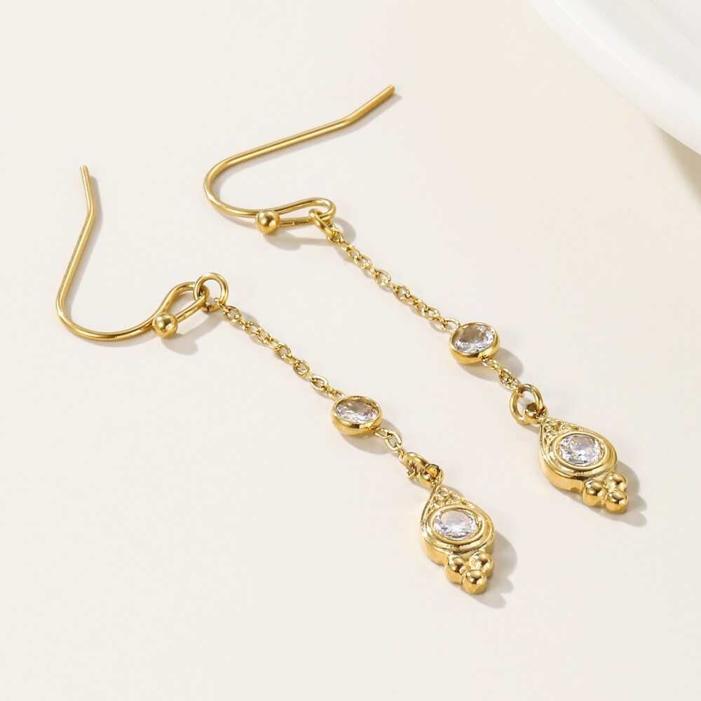 Earrings - 14k Gold plating - Zirconia stones