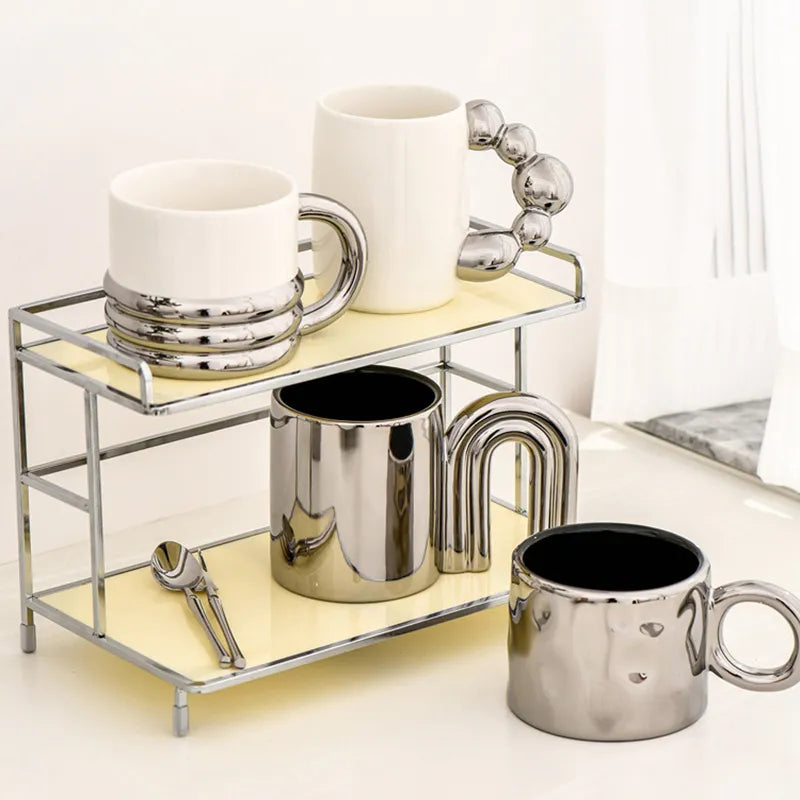 Design mug with metal plating 