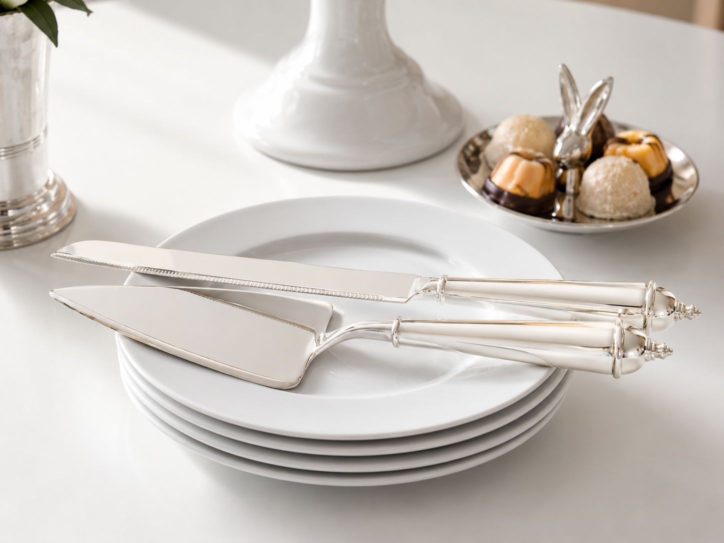 Versilbertes Torten-Set mit Tortenheber &amp; Messer | EDZARD