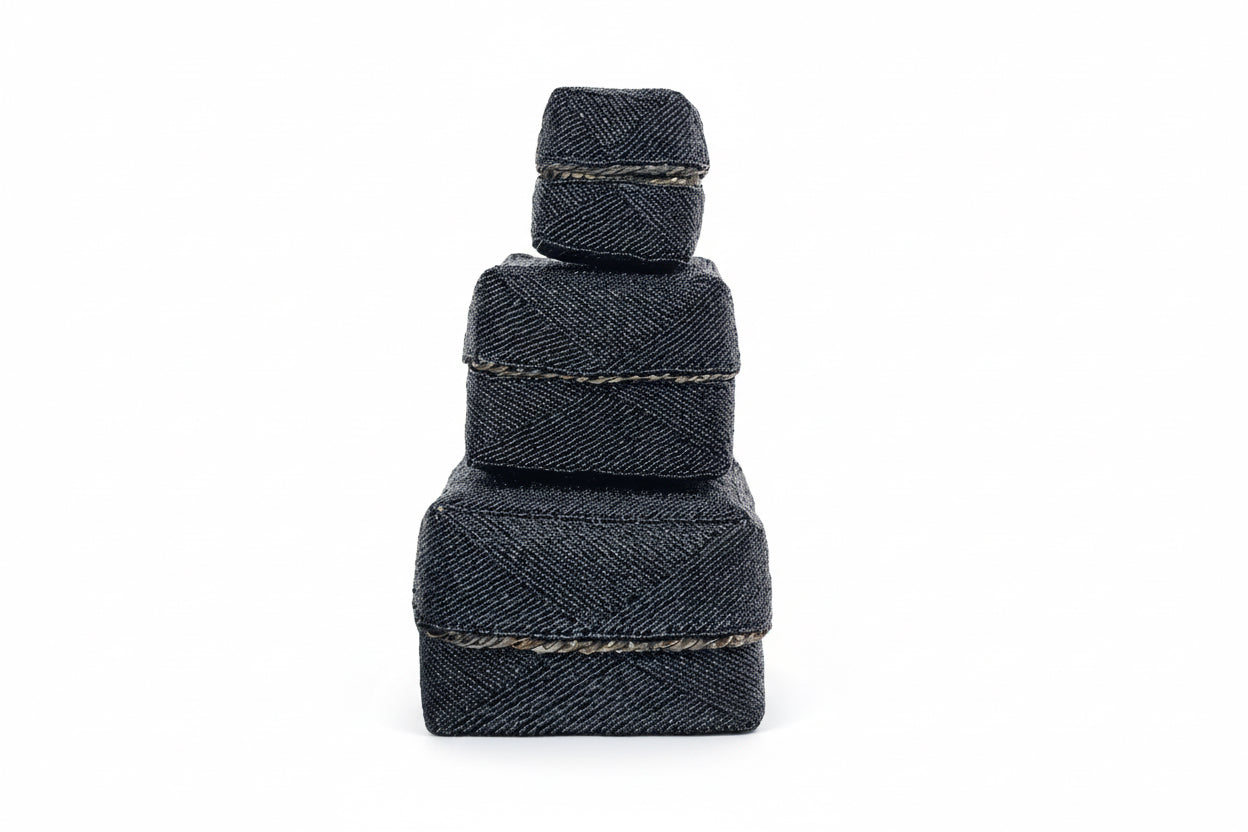 Beaded Box i bambu – Black (Medium)
