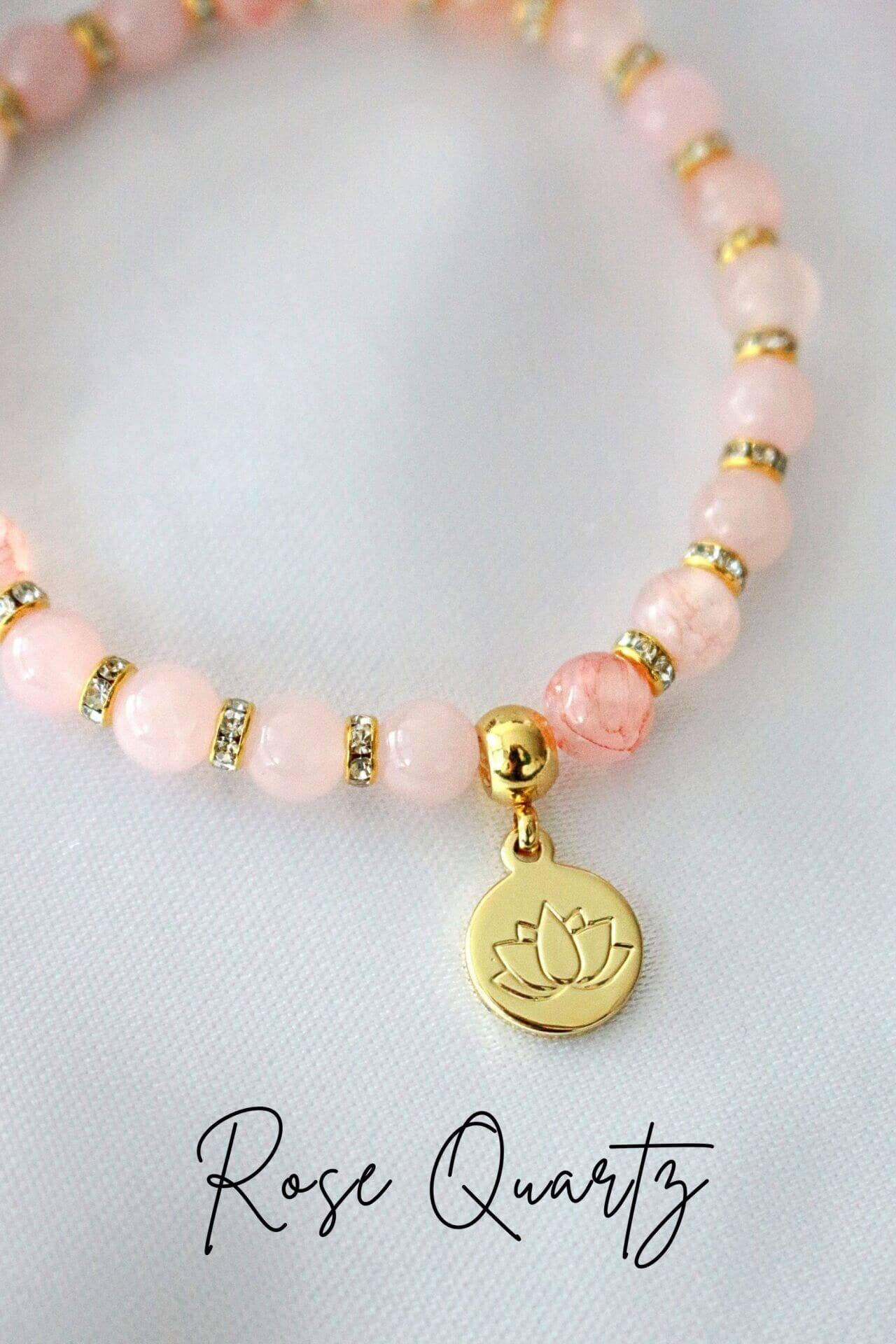 Kristallarmband | 24 Karat vergoldetes Amulett