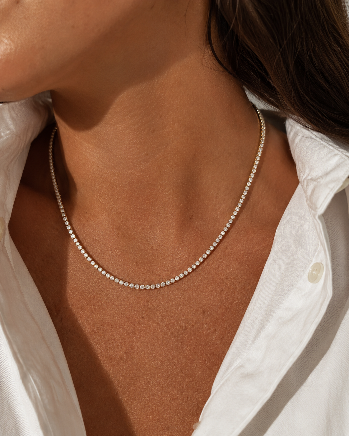 Oraya Tennis Necklace 2.5 mm – Gold Plated