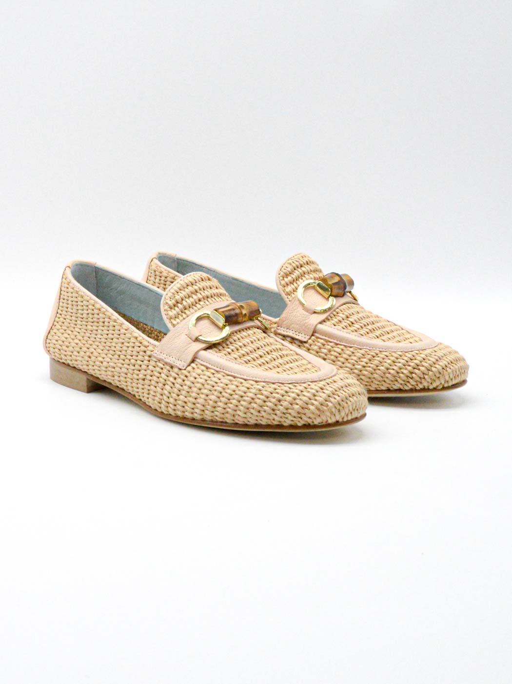 Loafers in Raffia with buckle in Bamboo and Gold, Poesie Veneziane 