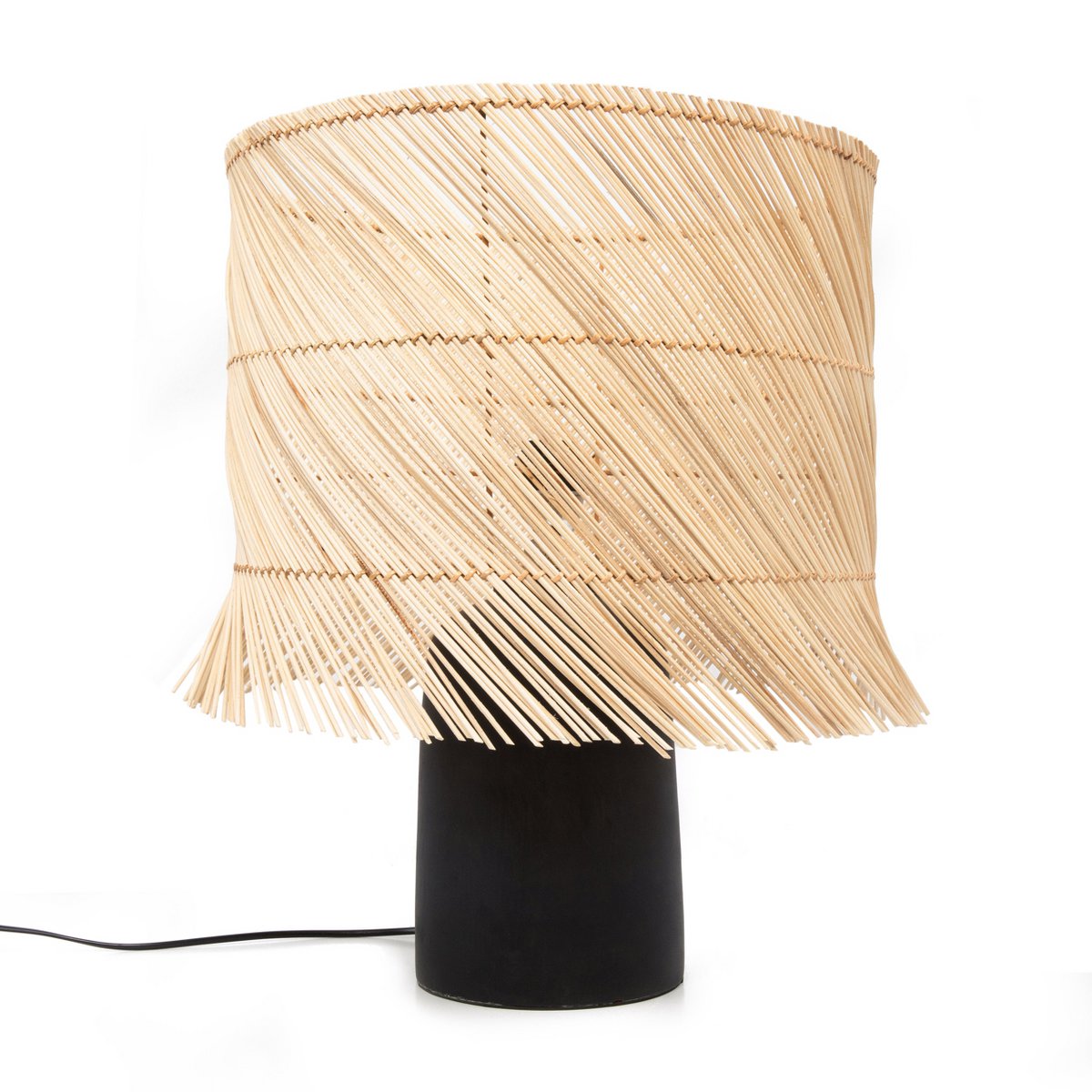 Lampe de table en rotin – Noir naturel