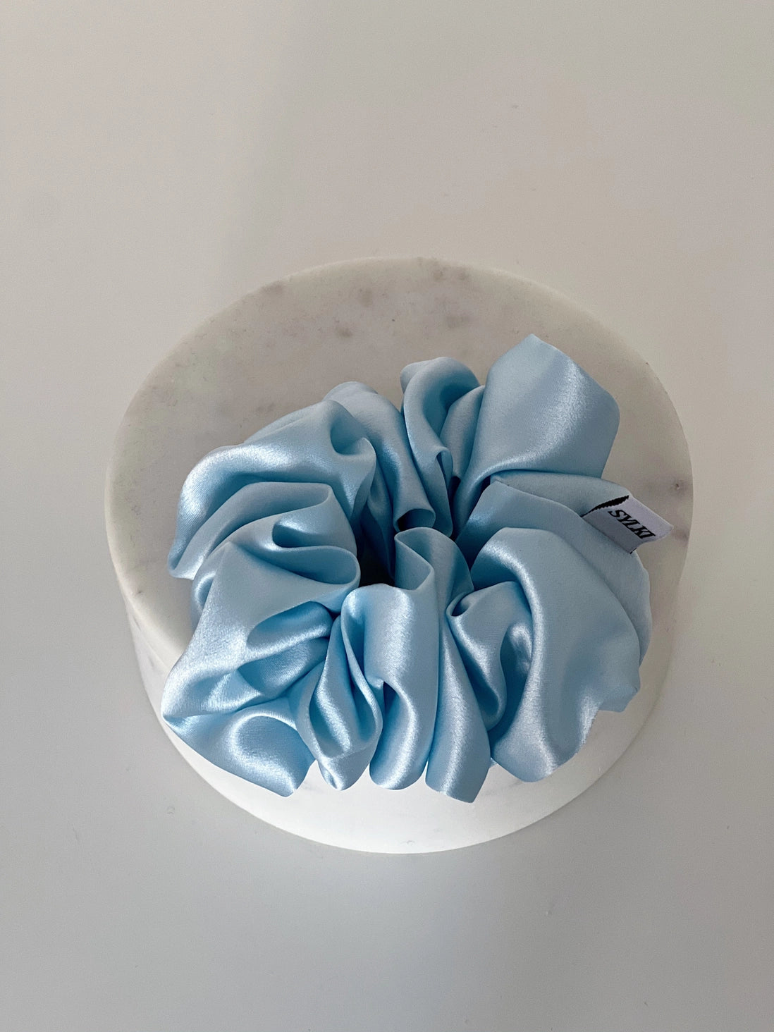 Aqua Blue Pure Silk Scrunchie
