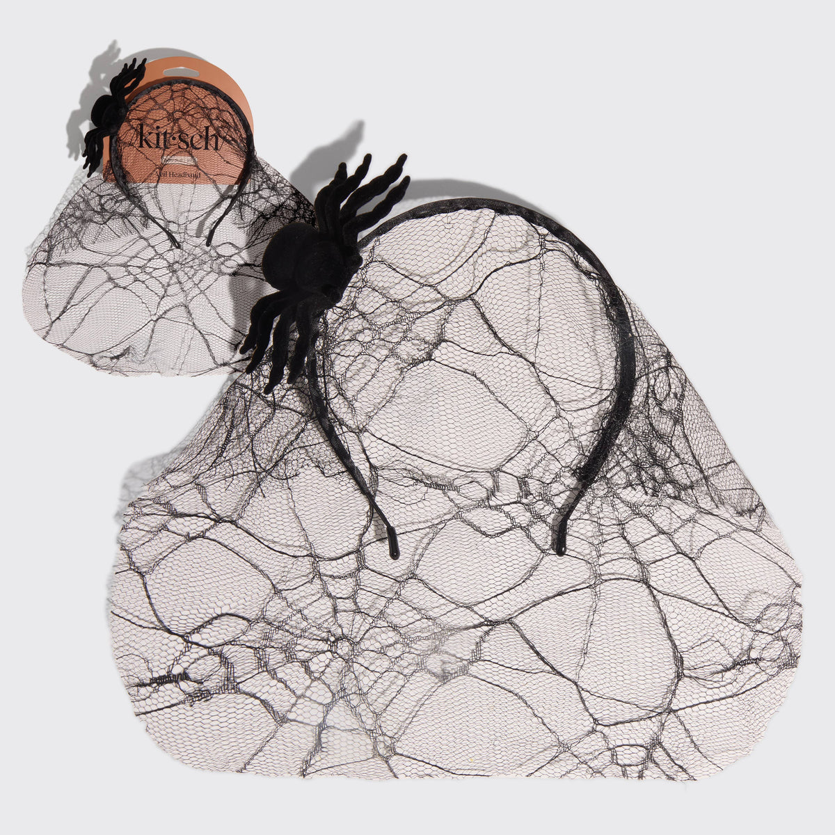 Kitsch Spiderweb Veil Headband – Black