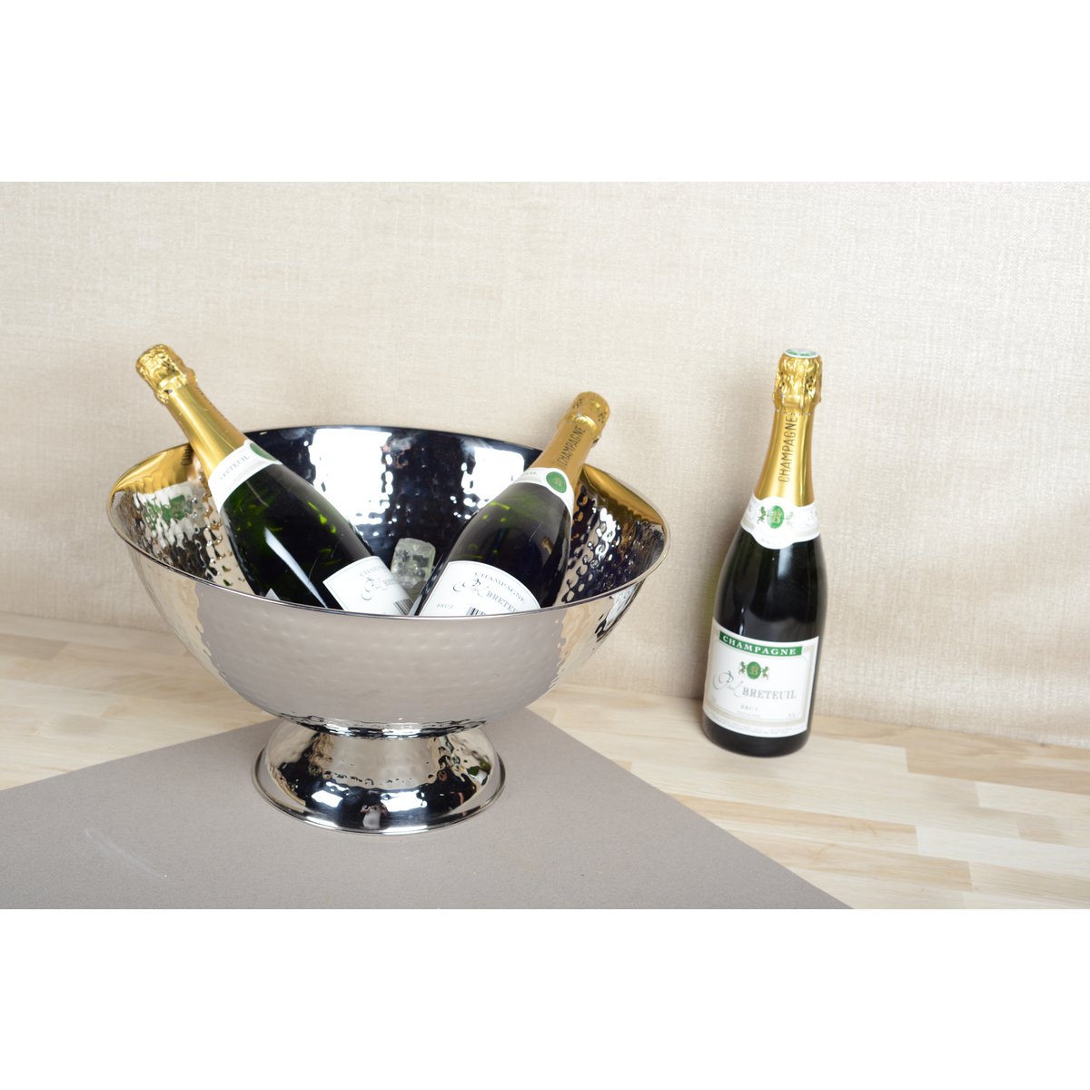 Champagnerkühler aus gehämmertem Edelstahl – Silver Grande
