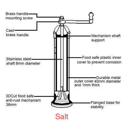 Chrome Mill - Polished 9&quot; Salt Mill, Alexander Handmade Mills 