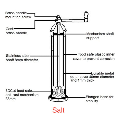 Brass Mill - 8&quot; Salt Mill, Alexander Handmade Mills 