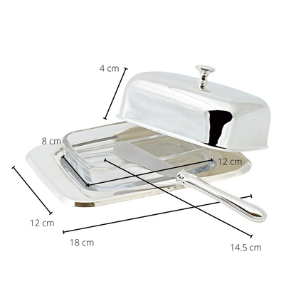 Mista | Silverpläterat smörkupa med smörkniv – 18x13 cm EDZARD